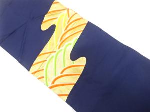 霞取りに荒波模様織り出し　名古屋帯